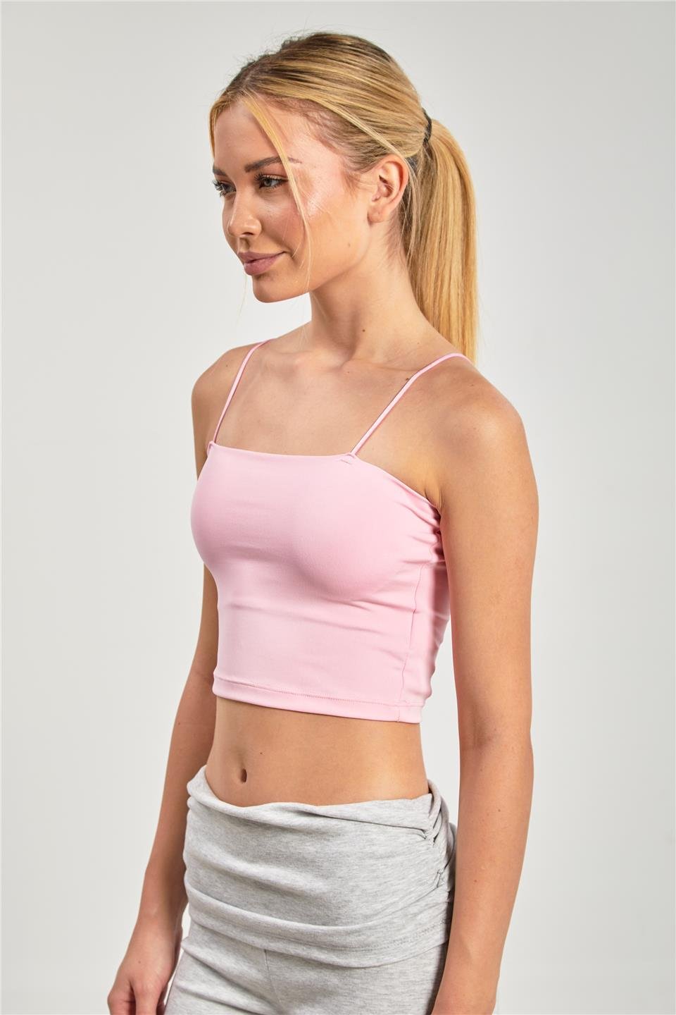 Göğüs pedli askılı atlet-1010 Pembe