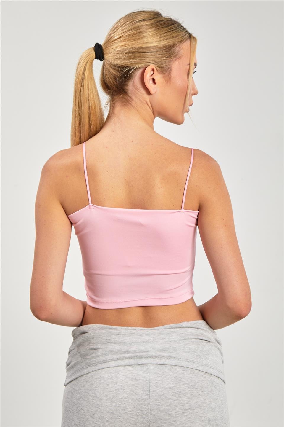 Göğüs pedli askılı atlet-1010 Pembe