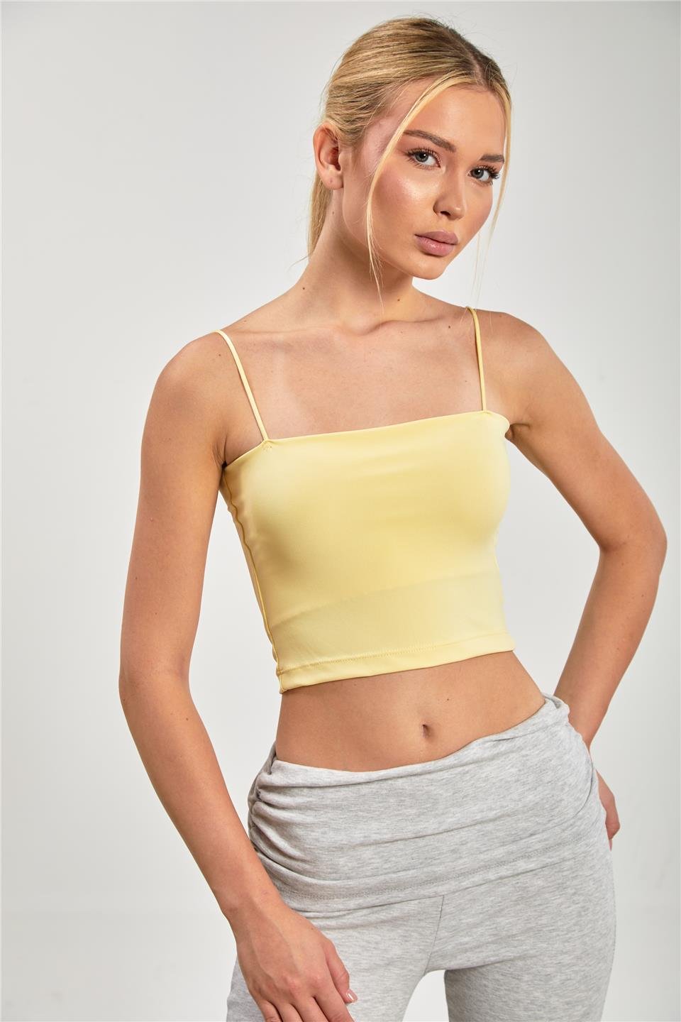 Göğüs pedli askılı atlet-1010 Sarı