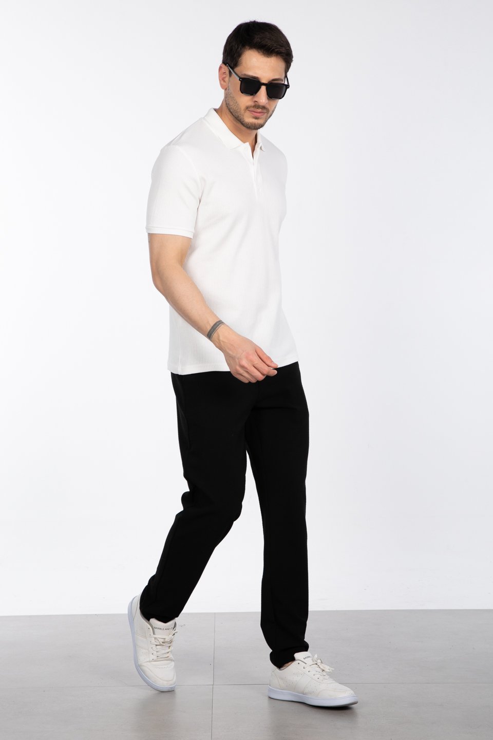 İğne detay interlok t-shirt-2281 Ekru