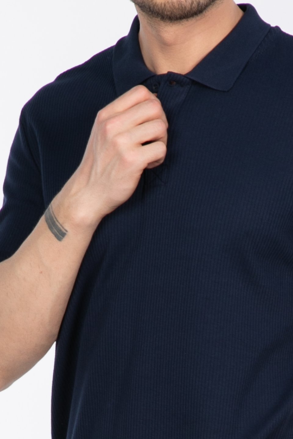 İğne detay interlok t-shirt-2281 İndigo