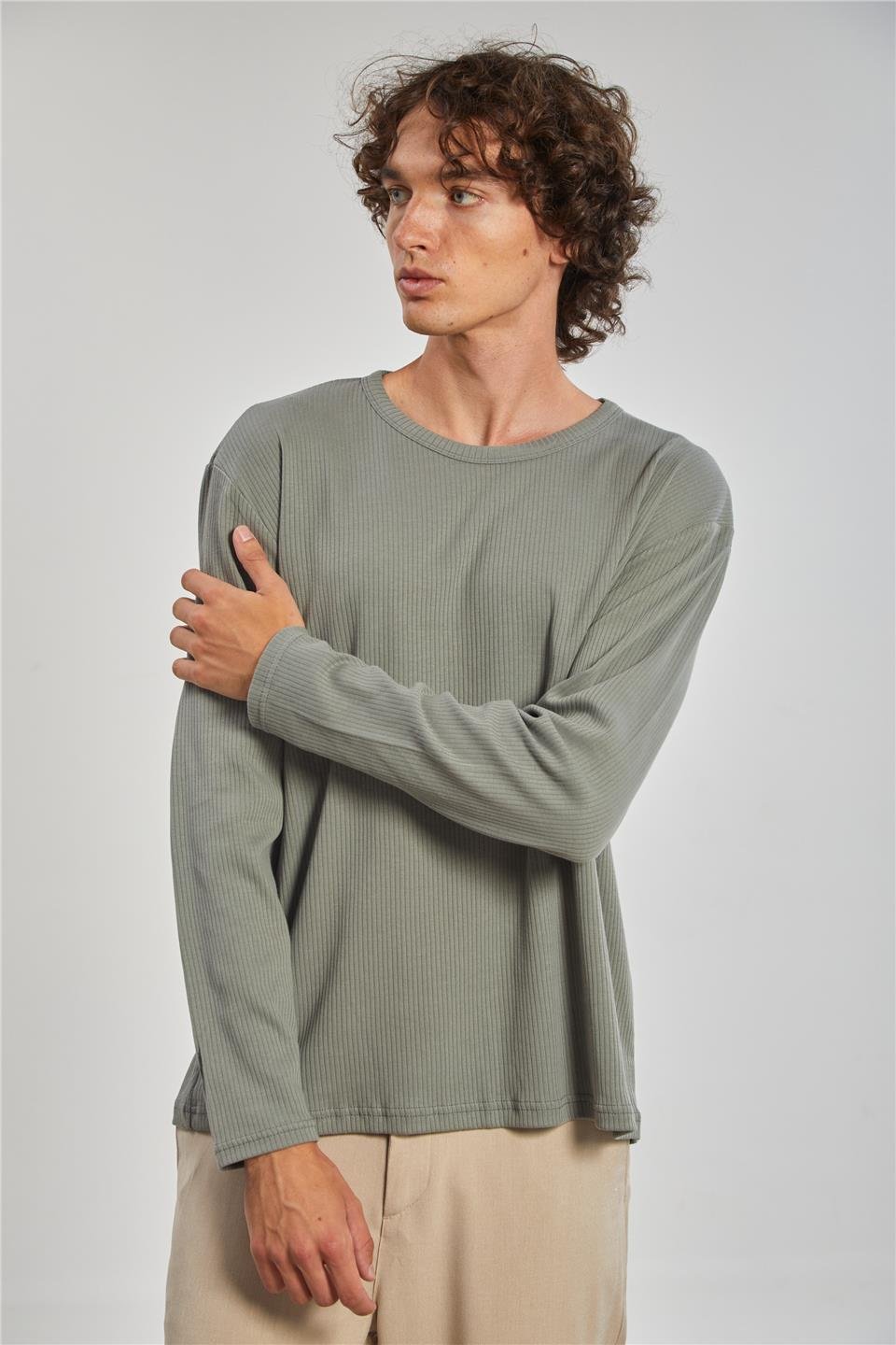 İnterlok Erkek Sweat - Haki