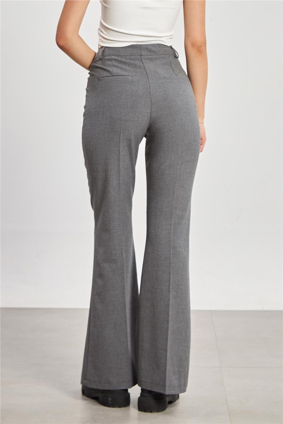 İspanyol paça kumaş pantolon-2620 Okul Gri