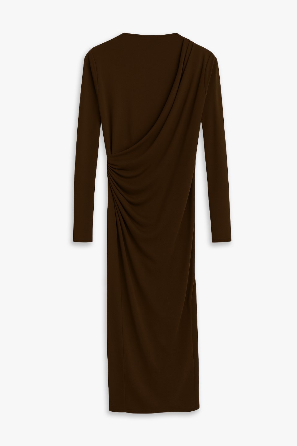 Kadın Arkası Yırtmaçlı Drapeli Elbise - Kahve