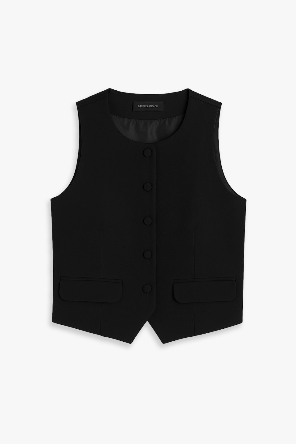 Kadın Cep Kapaklı Poliviskon Yelek - Siyah