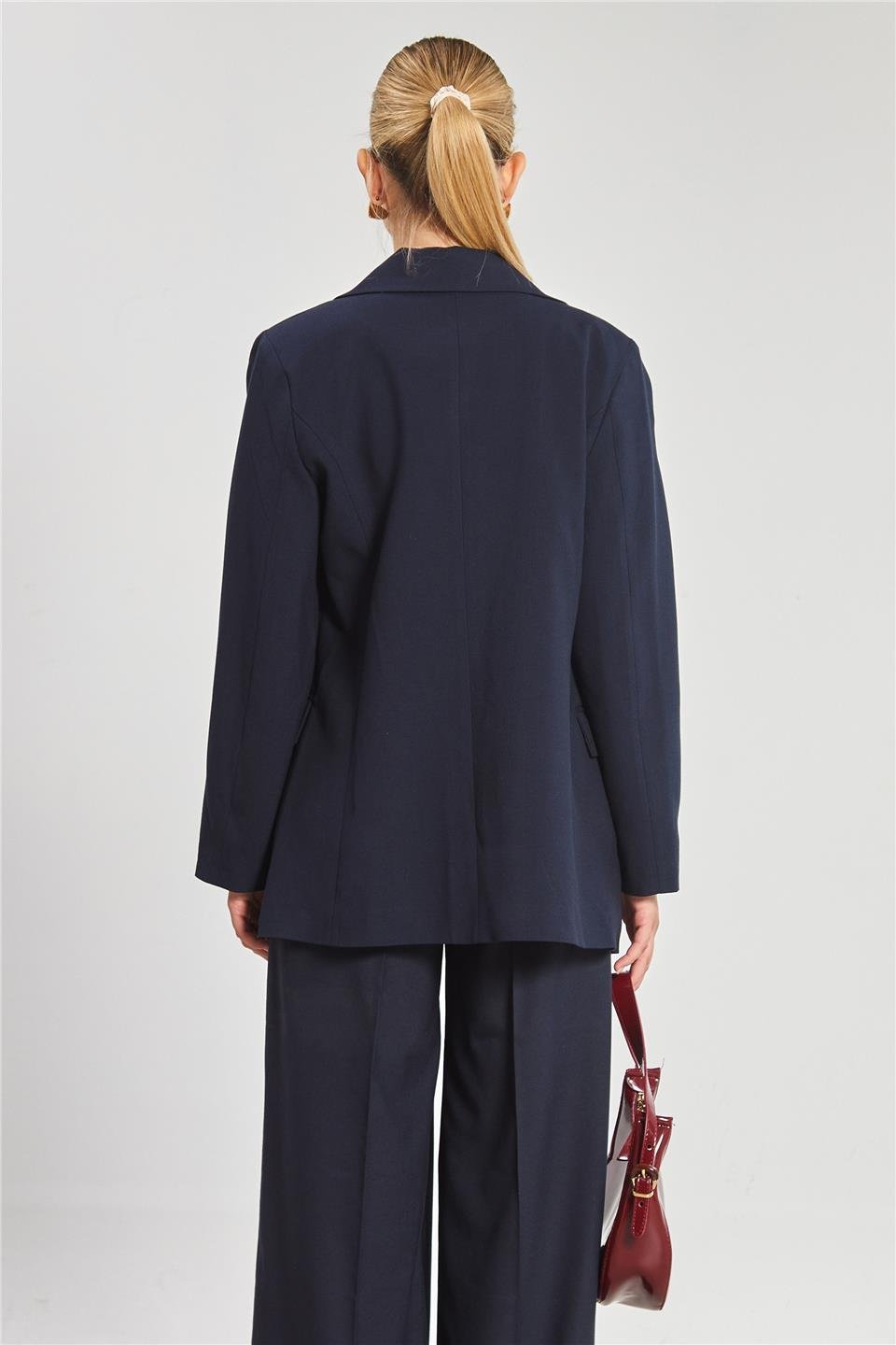 Kadın Çift Düğmeli Blazer Ceket - Lacivert
