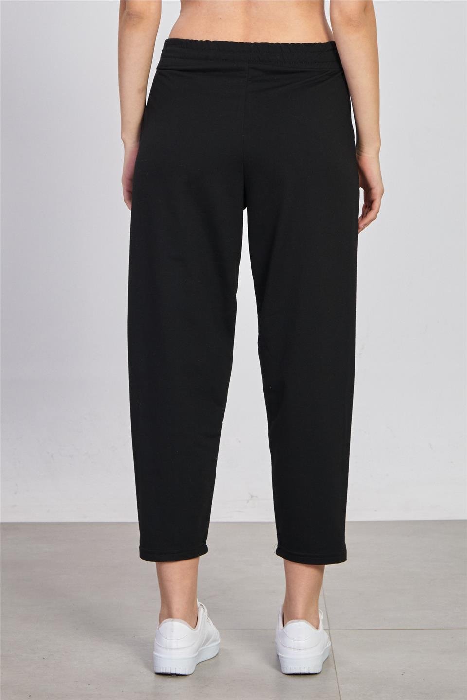 Kadın Çimalı Havuç Eşofman Altı - Siyah