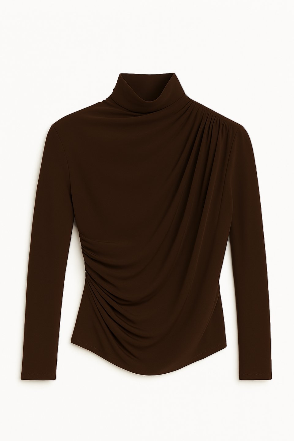 Kadın Drapeli Uzun Kollu Bluz - Kahve