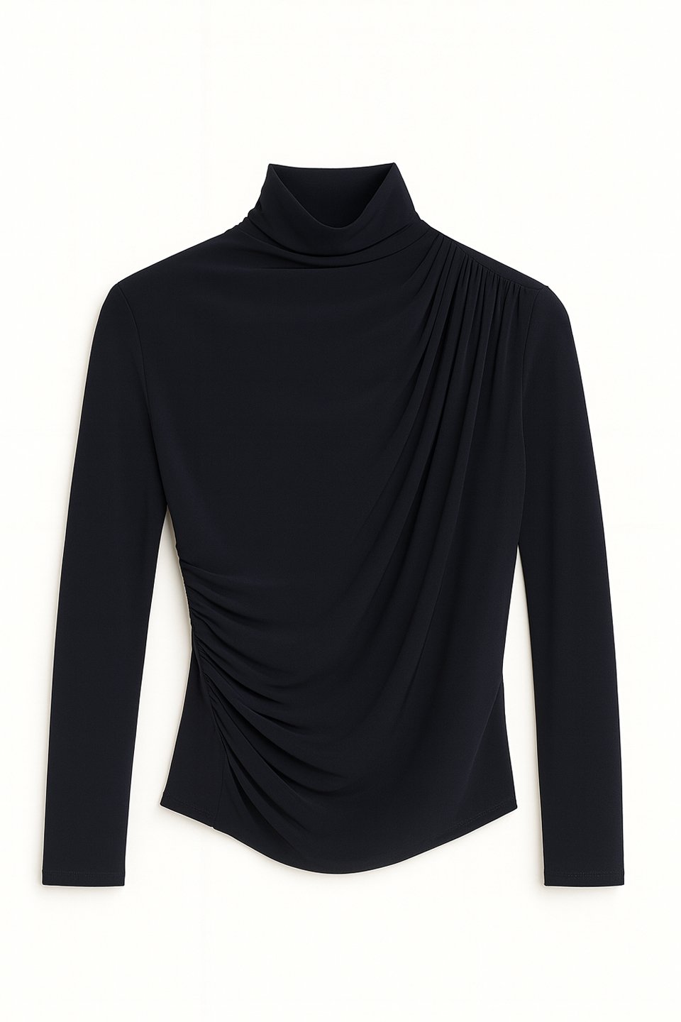 Kadın Drapeli Uzun Kollu Bluz - Lacivert