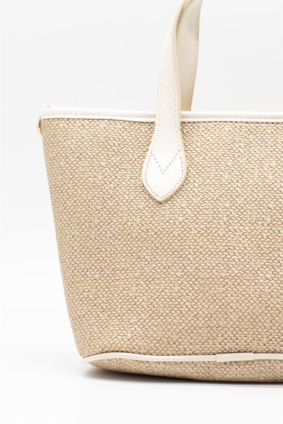 Kadın Hasır Kol Çantası - Bej