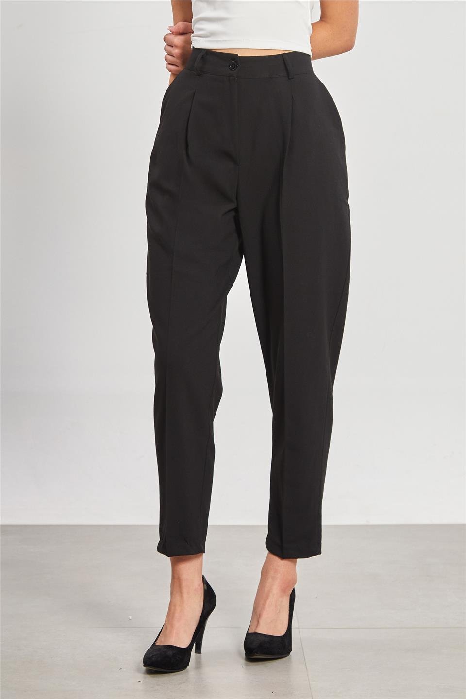 Kadın Havuç Kumaş Pantolon - Siyah