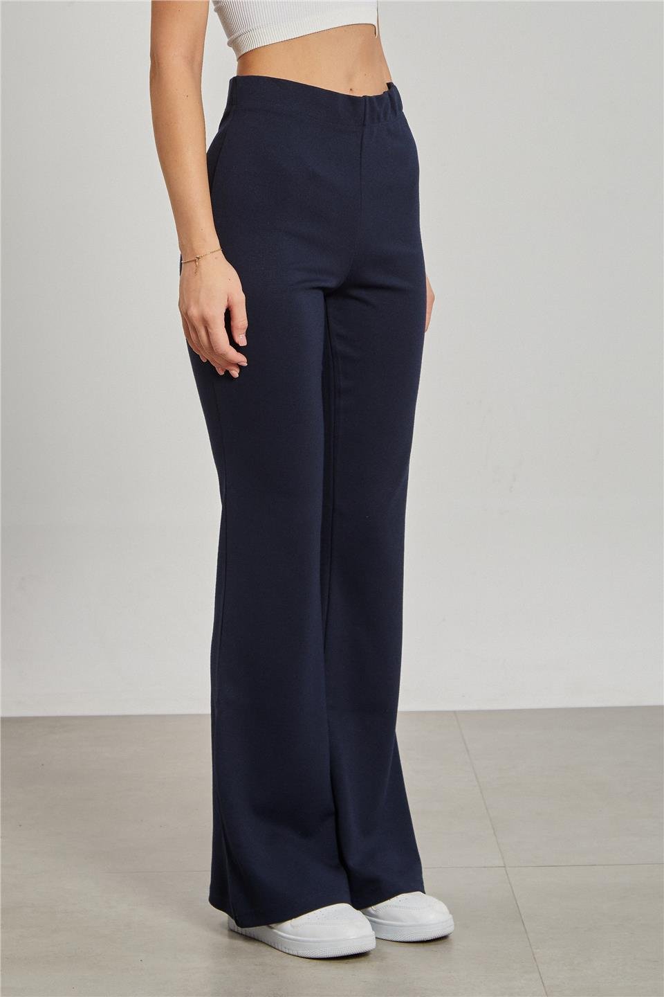 Kadın Yüksek Bel İspanyol Paça Tayt - Lacivert
