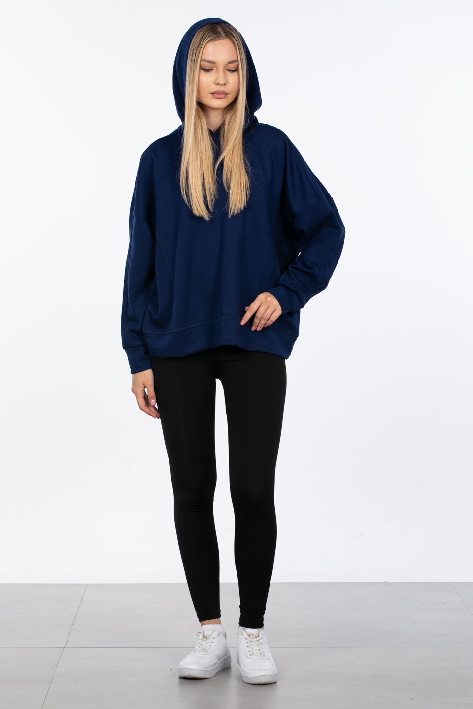 Kapüşonlu modal sweatshirt-25SW00058 Lacivert