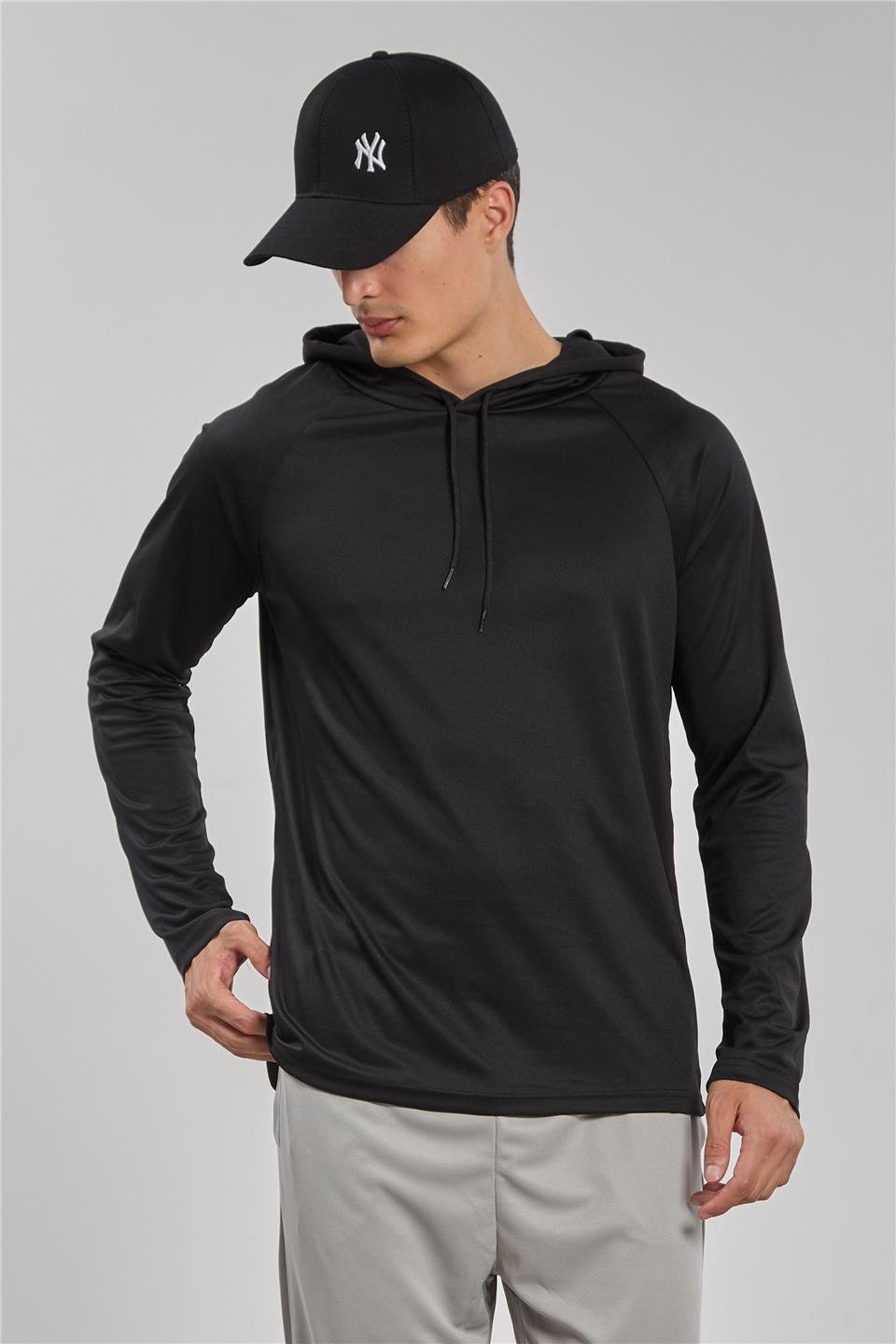 Kapüşonlu sporcu sweatshirt-RANGE Siyah