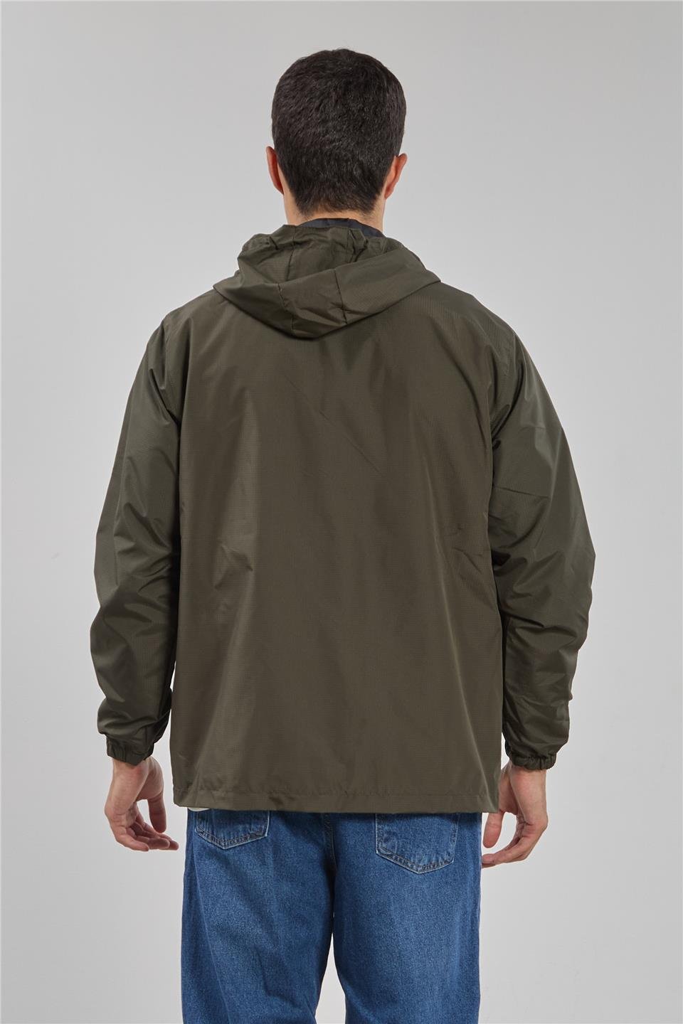 Kapüşonlu teknik mont-3438 Açık Haki