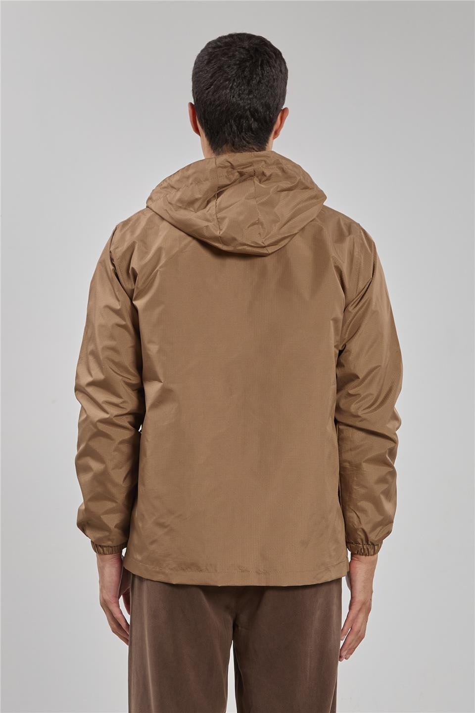 Kapüşonlu teknik mont-3438 Camel