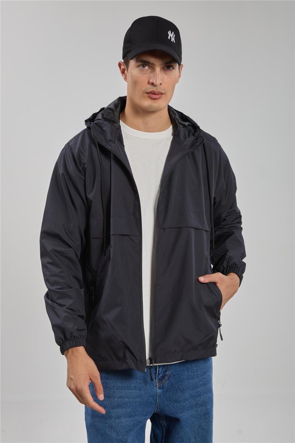 Kapüşonlu teknik mont-3438 Lacivert