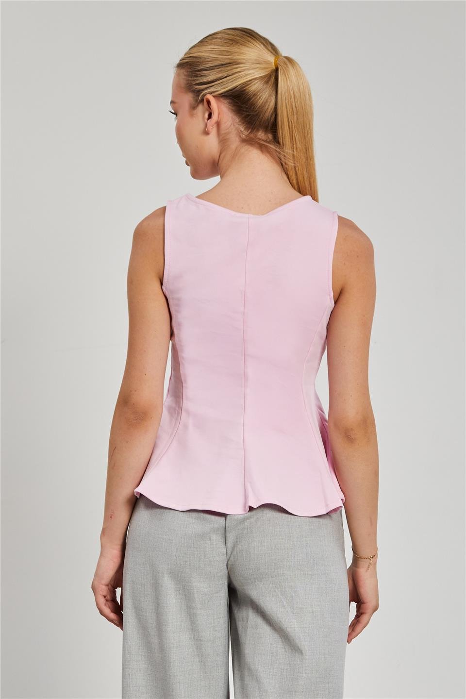 Kayık yaka kolsuz body-10798 Pembe