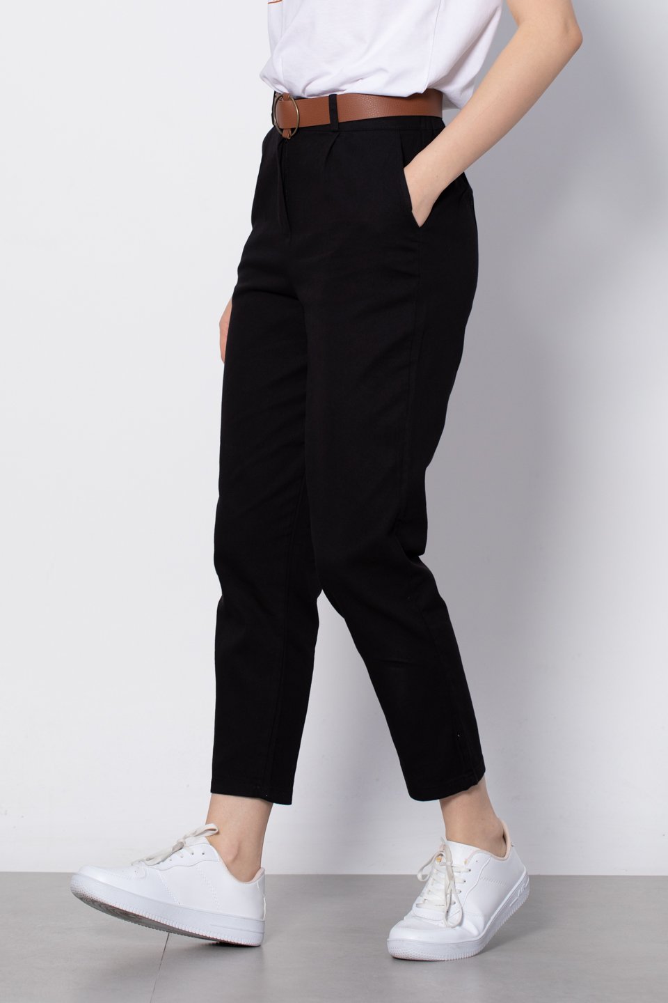 Kemerli Havuç Pantolon - Siyah