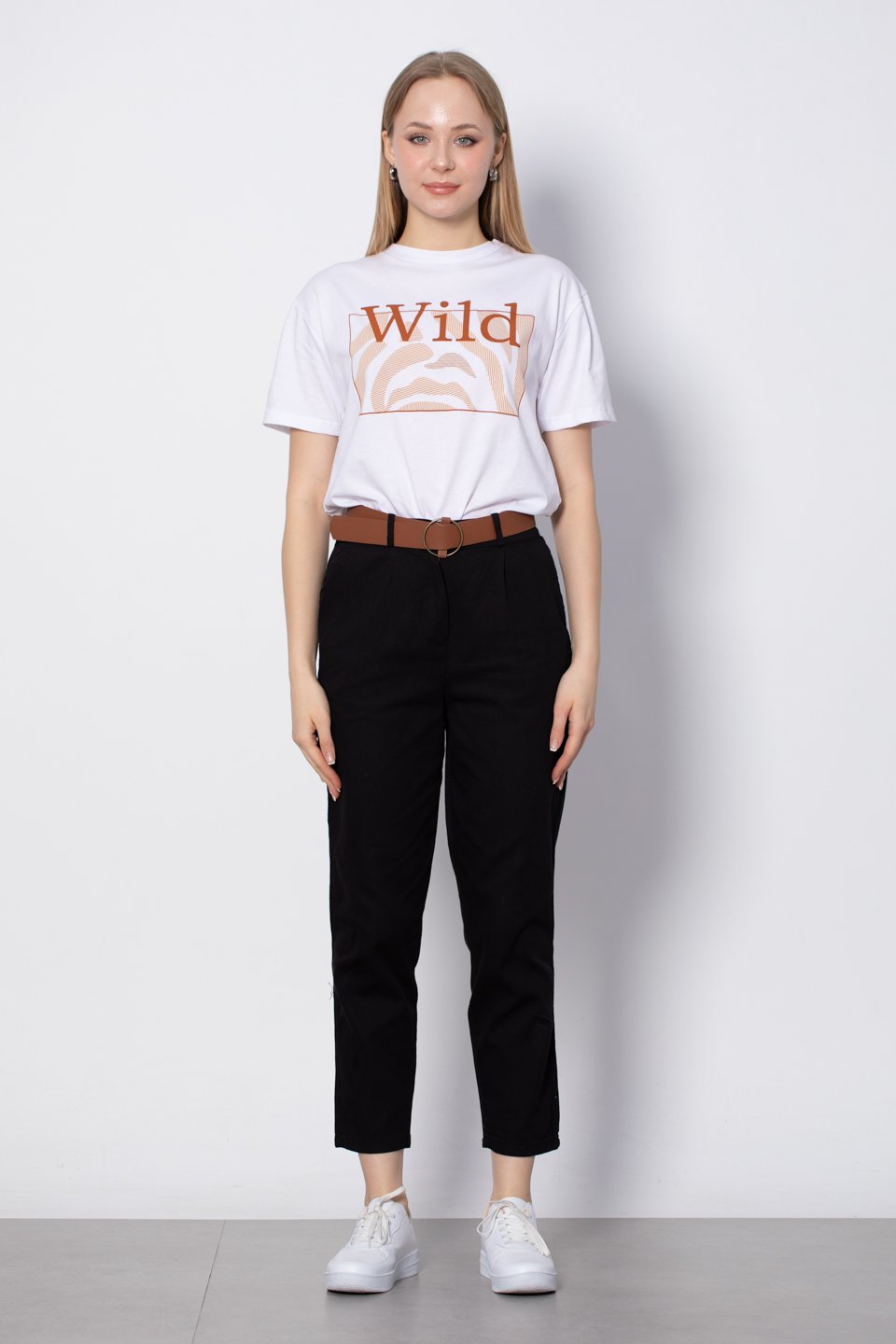 Kemerli Havuç Pantolon - Siyah