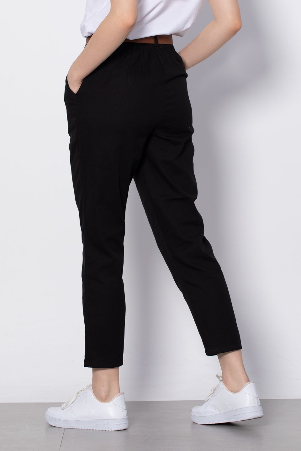 Kemerli Havuç Pantolon - Siyah