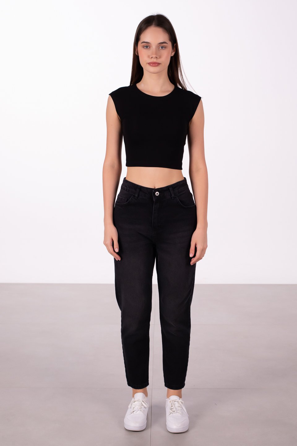 Mom fit jean pantolon-2134 Siyah