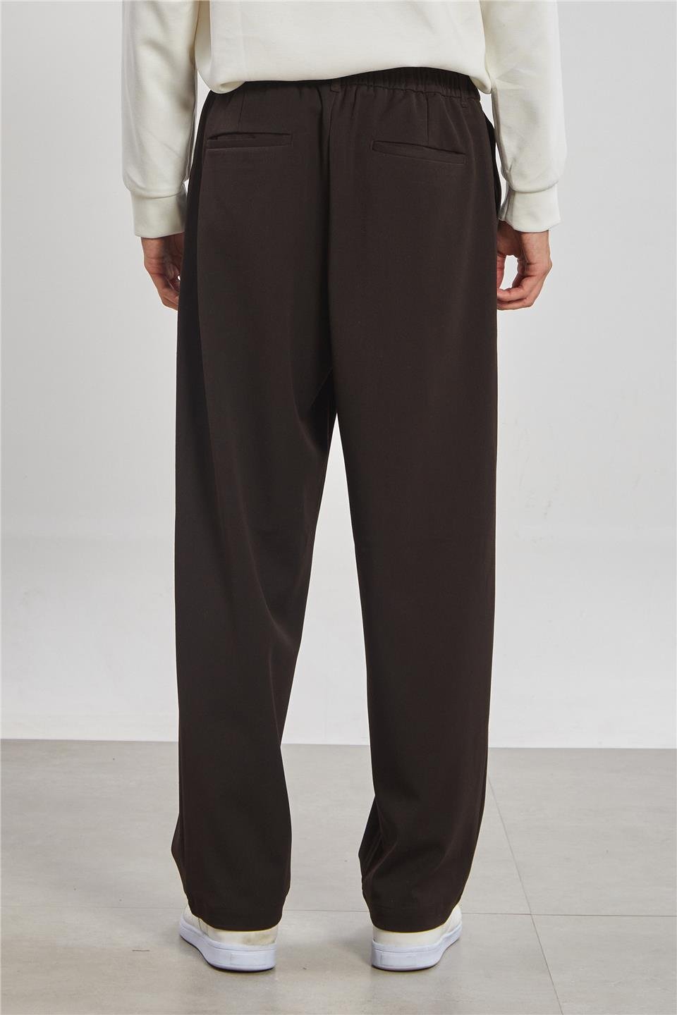 Önü Pile Detaylı Erkek Pantolon - Acı Kahve