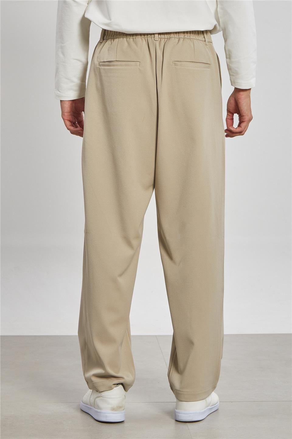 Önü Pile Detaylı Erkek Pantolon - Taş Rengi