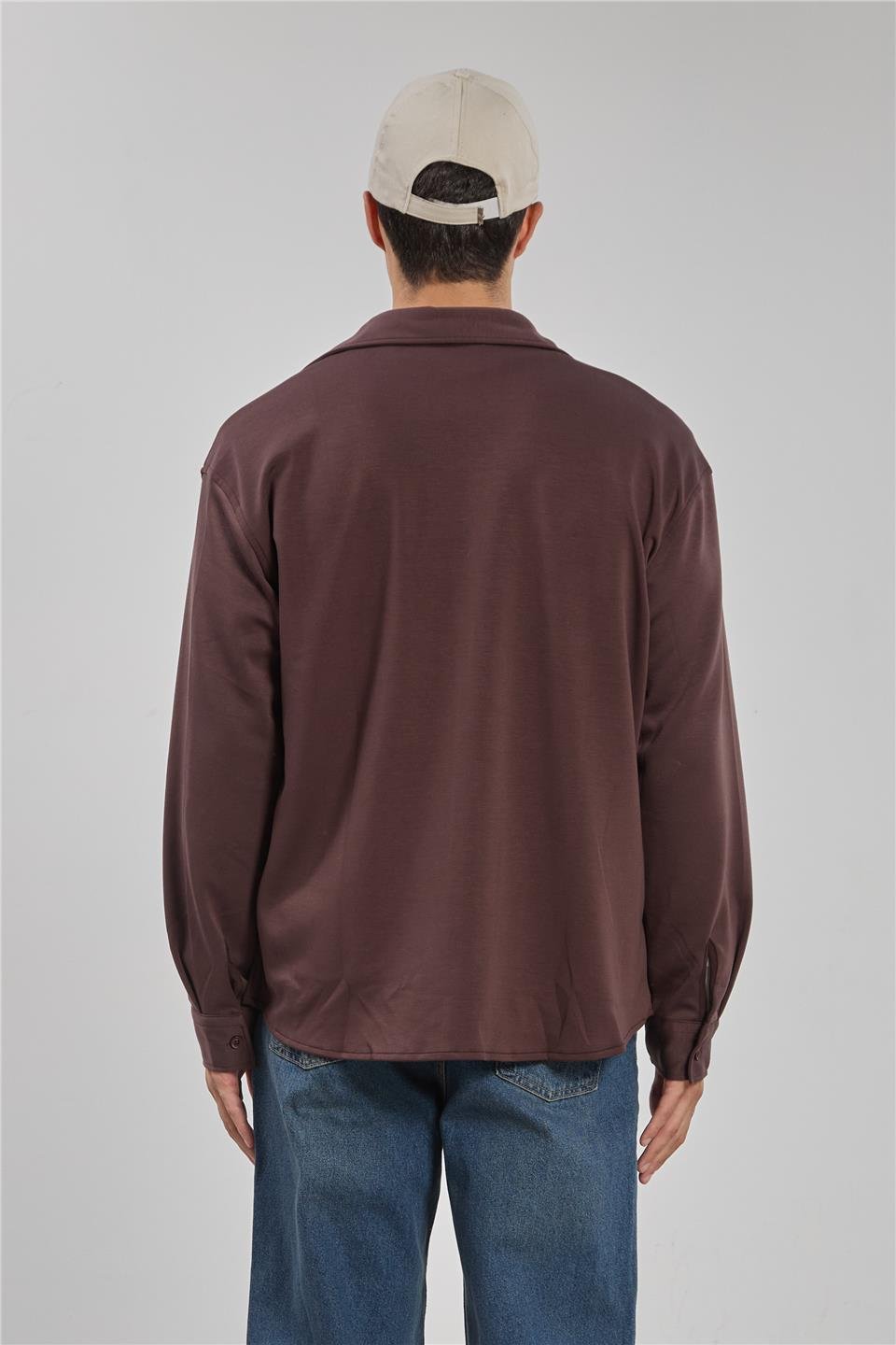 Oversize gömlek-1188 Kahve