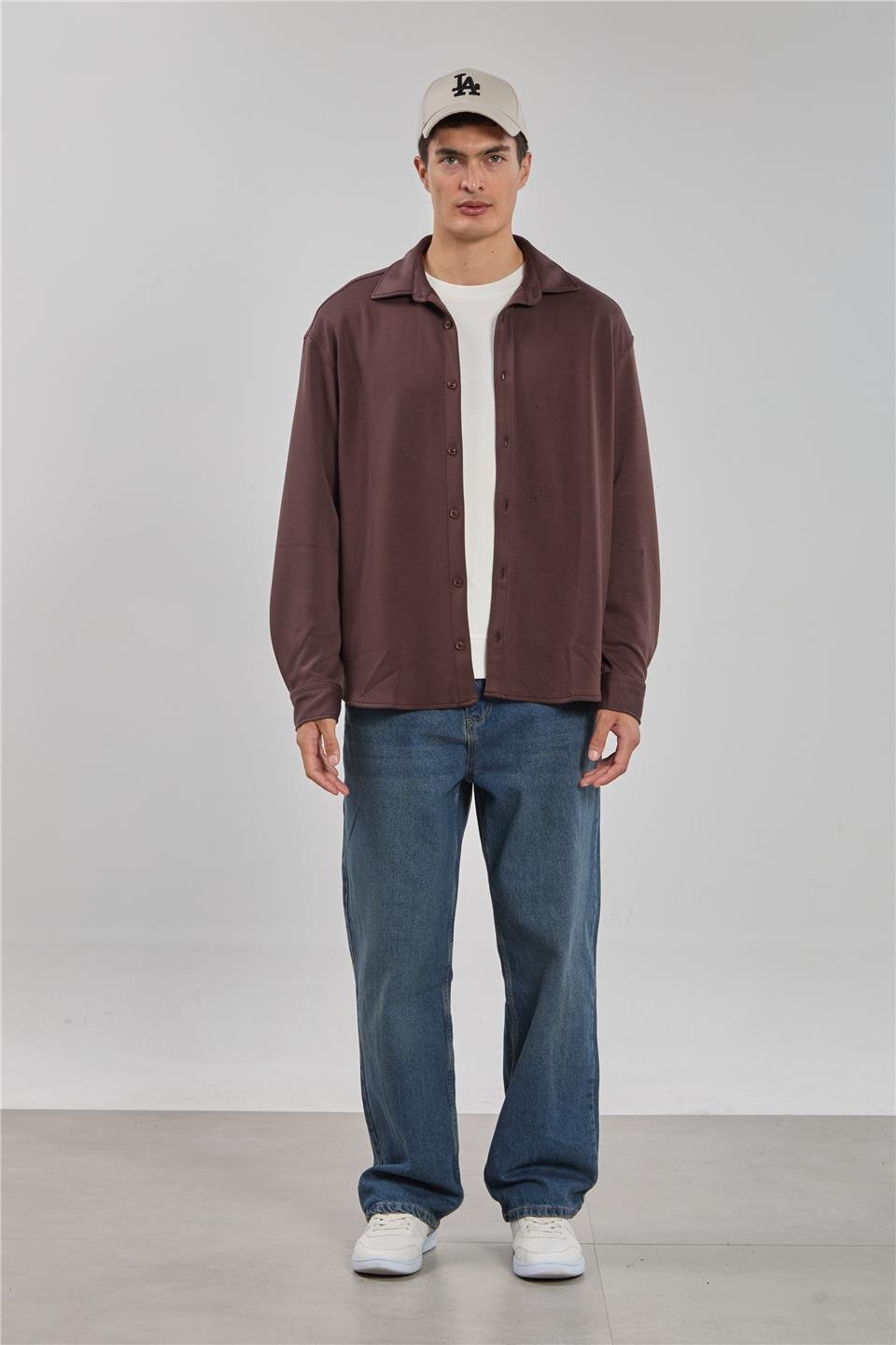 Oversize gömlek-1188 Kahve