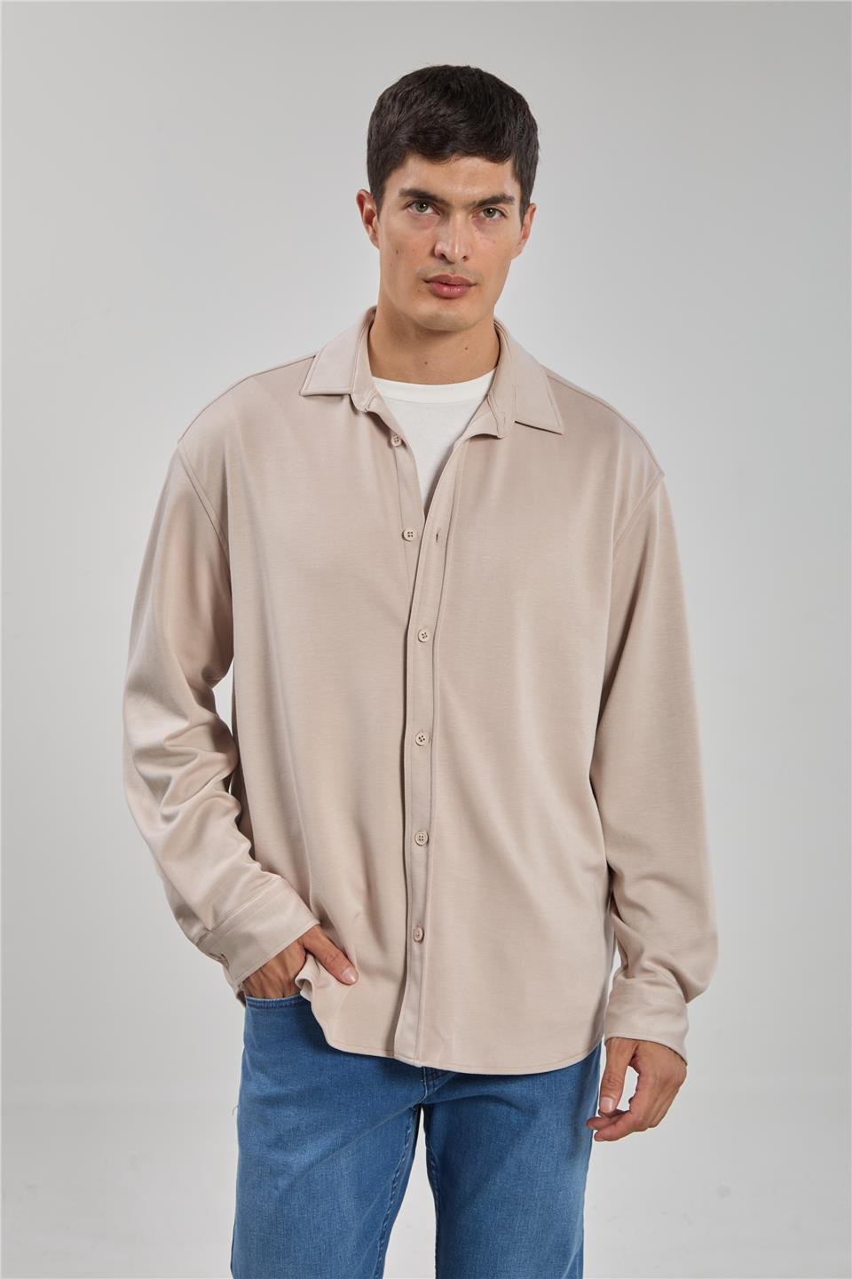 Oversize gömlek-1188 Taş