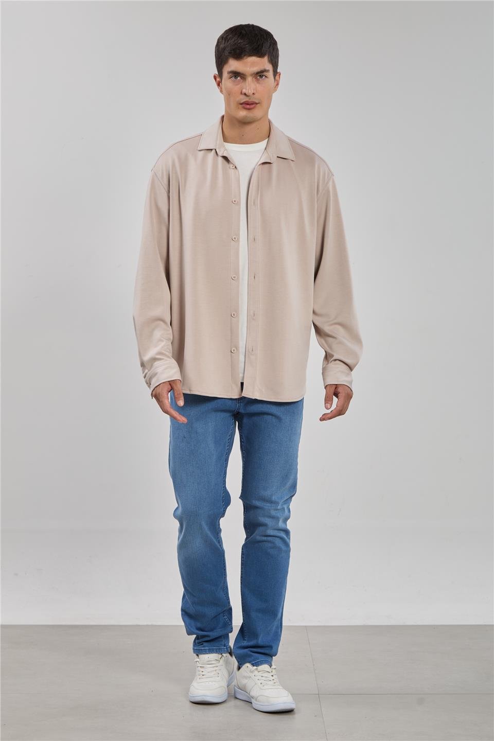 Oversize gömlek-1188 Taş