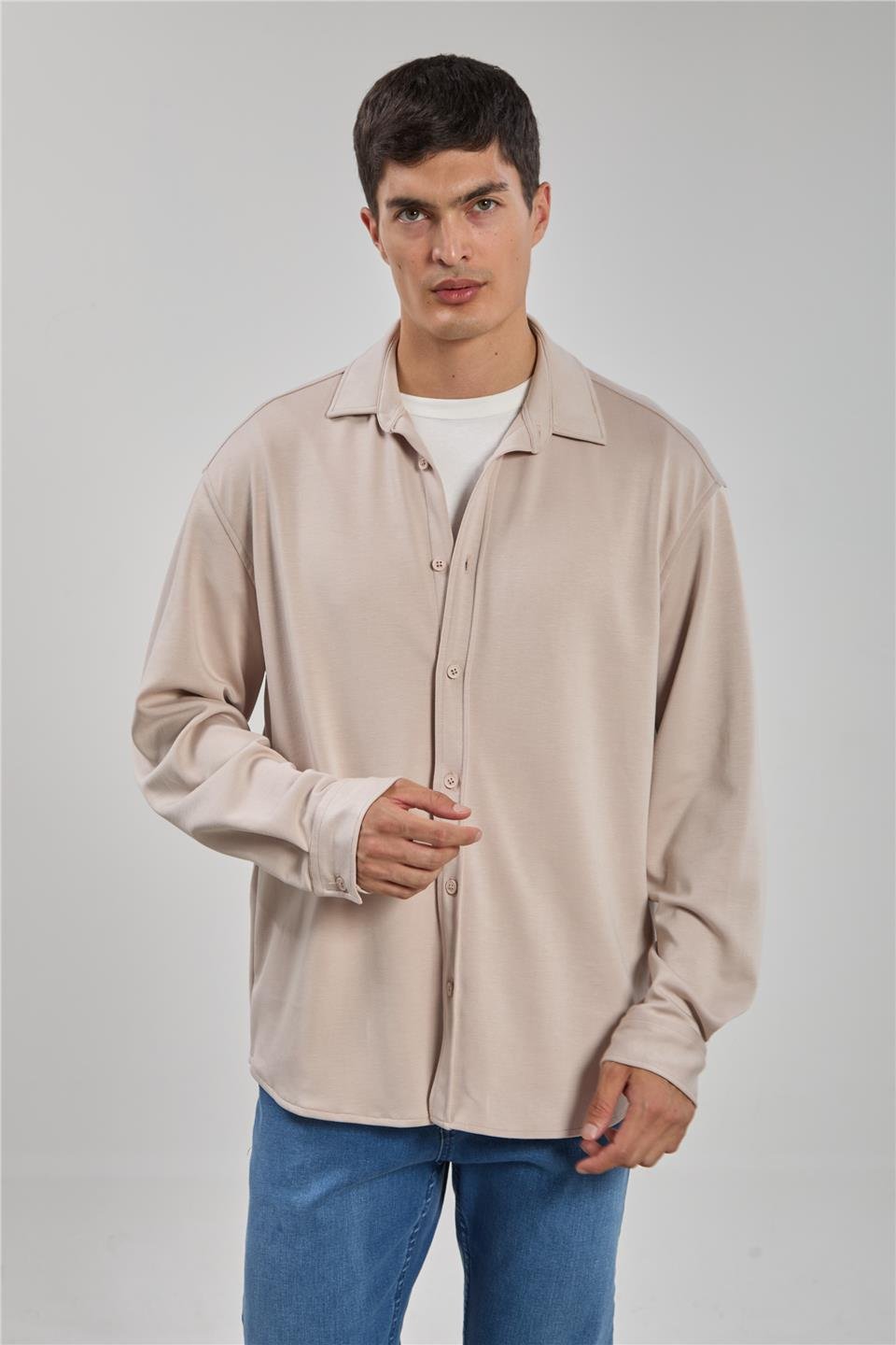 Oversize gömlek-1188 Taş