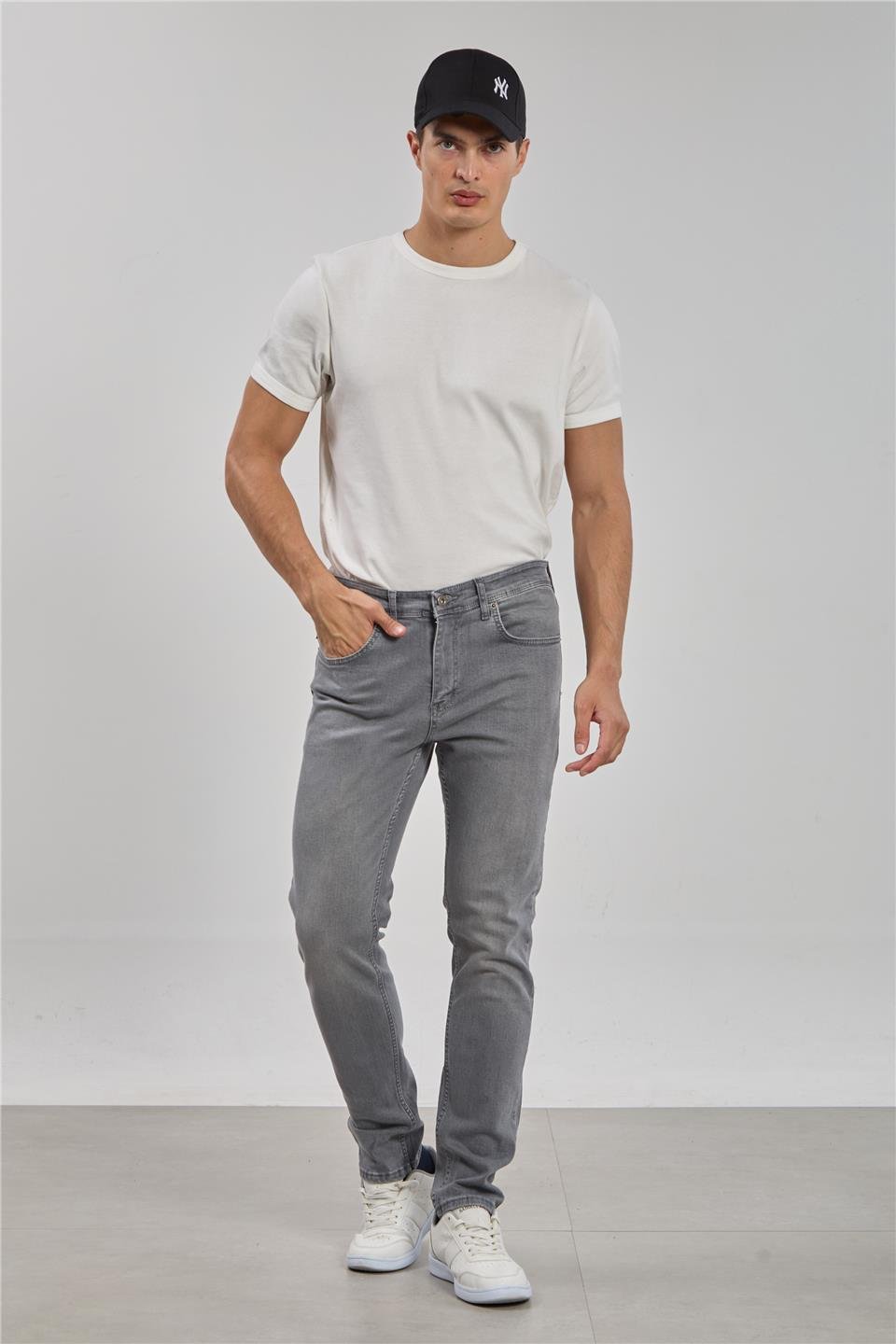 PABLO-Regular fit pantolon-5141 Gri