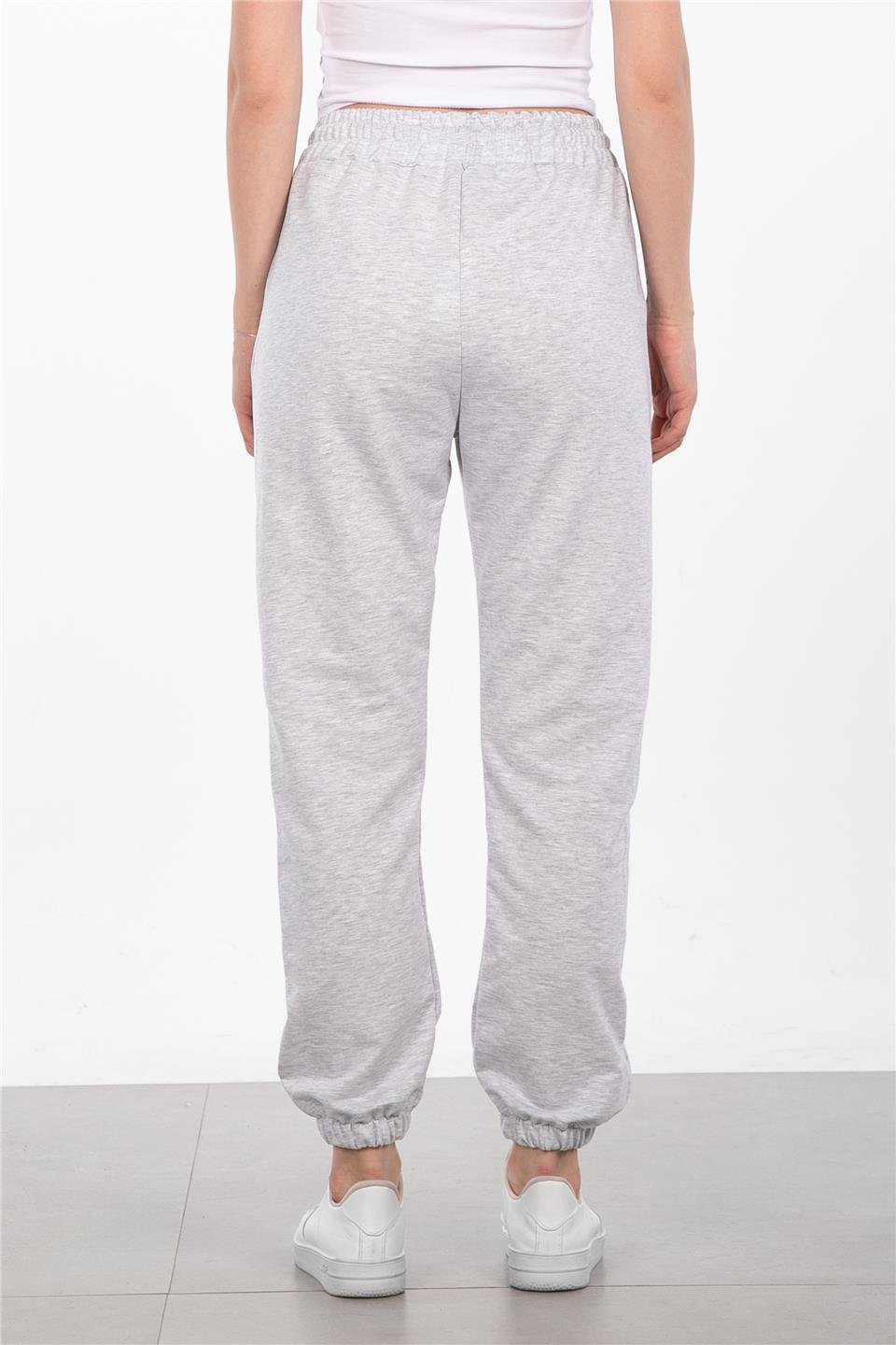 Paris-Paçası lastikli eşofman altı-9529 Kar Melanj