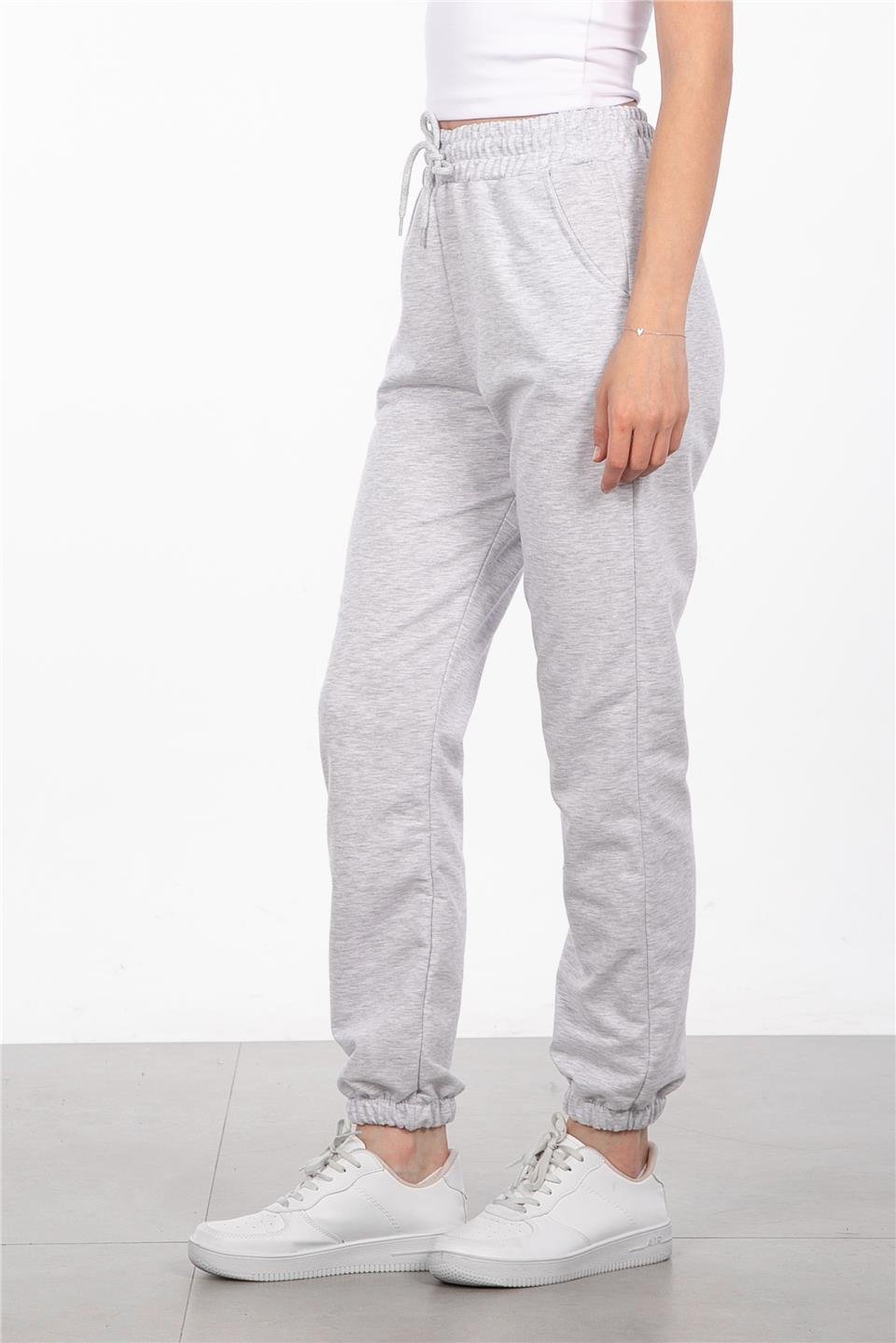 Paris-Paçası lastikli eşofman altı-9529 Kar Melanj