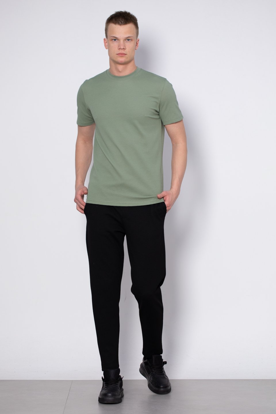 Petek desen regular fit t-shirt-2639 Elma