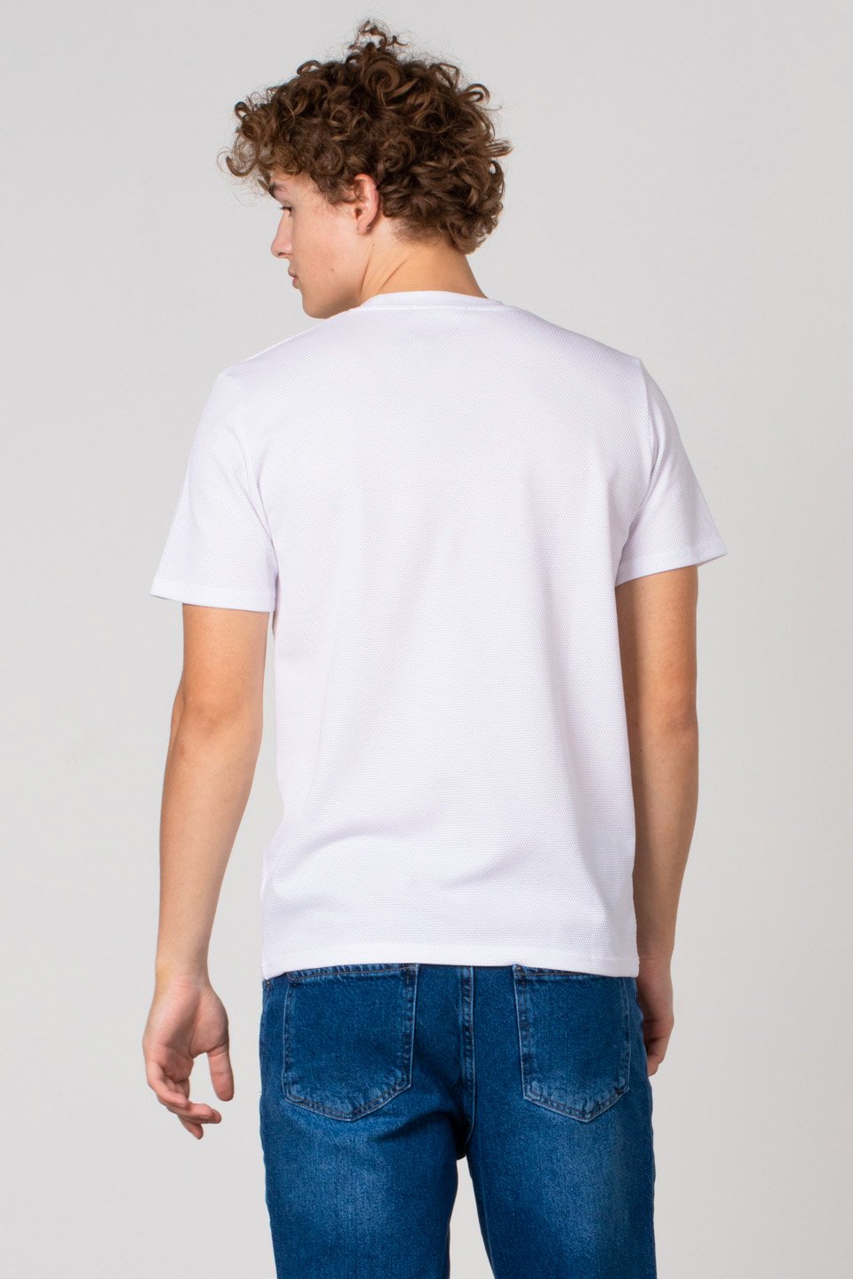 Petek desen regular fit t-shirt-2639 Ekru