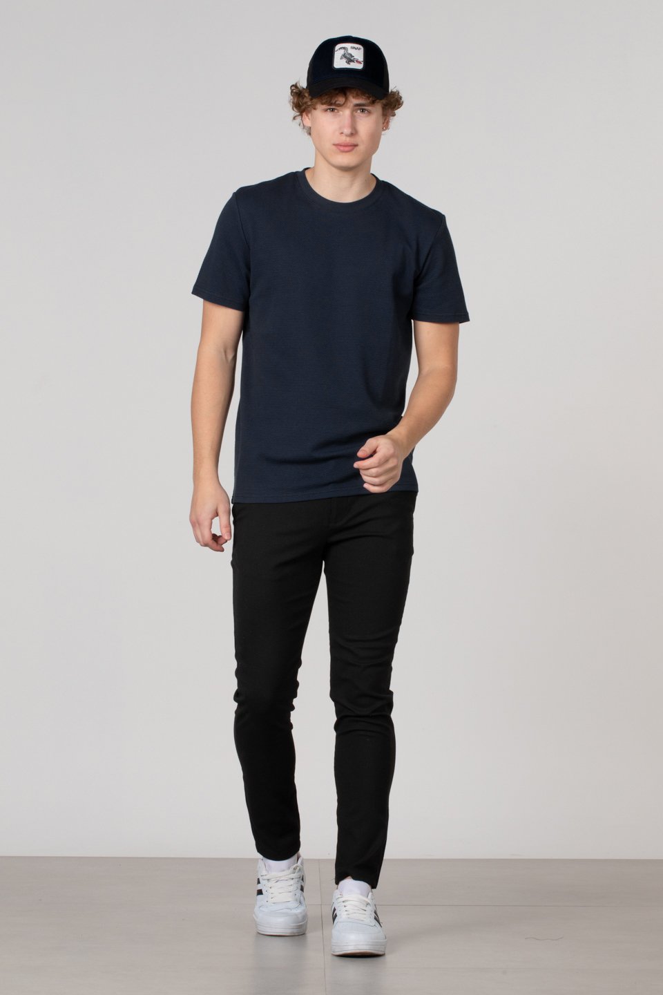 Petek desen regular fit t-shirt-2639 İndigo