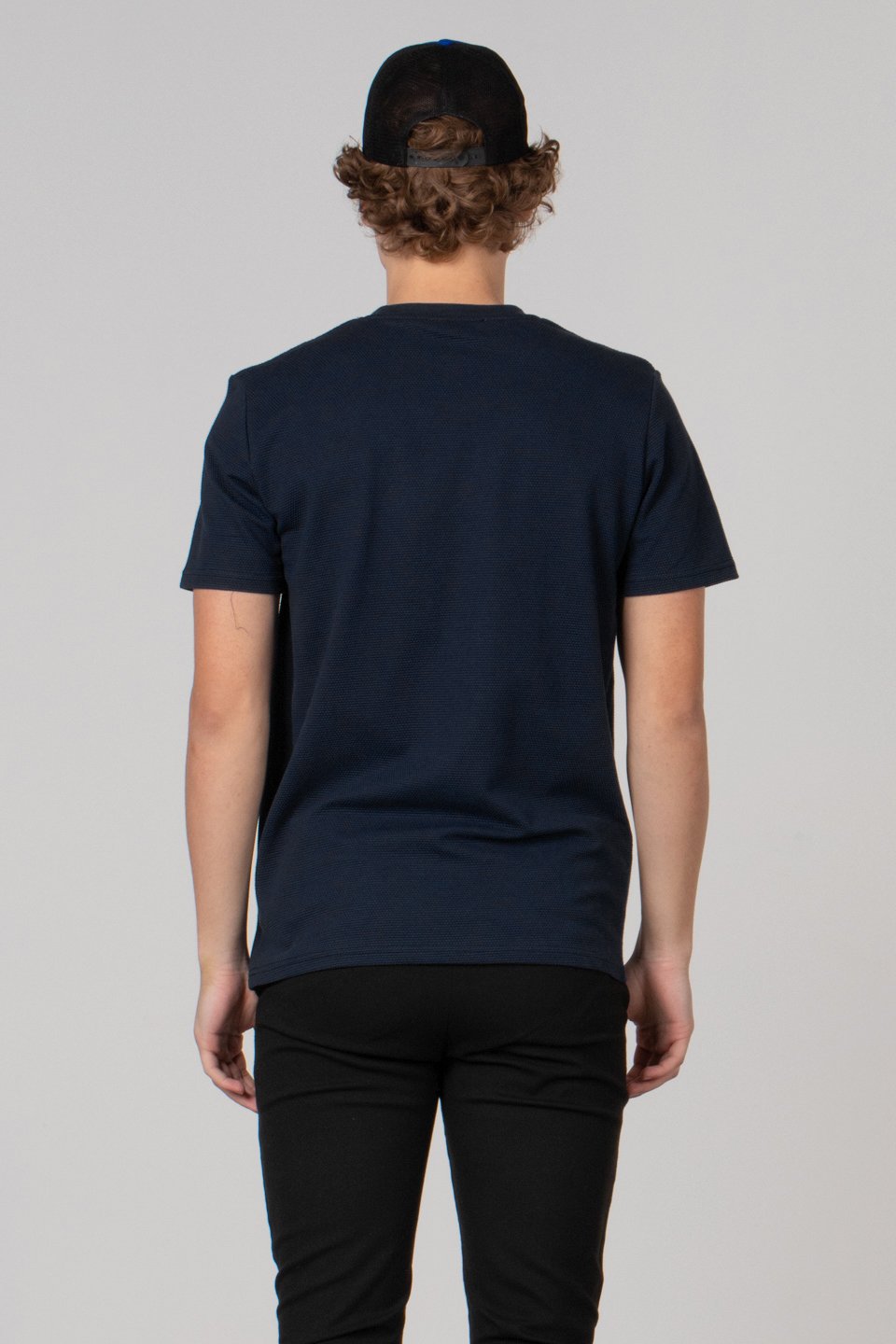 Petek desen regular fit t-shirt-2639 İndigo