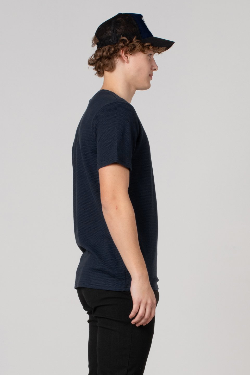 Petek desen regular fit t-shirt-2639 İndigo