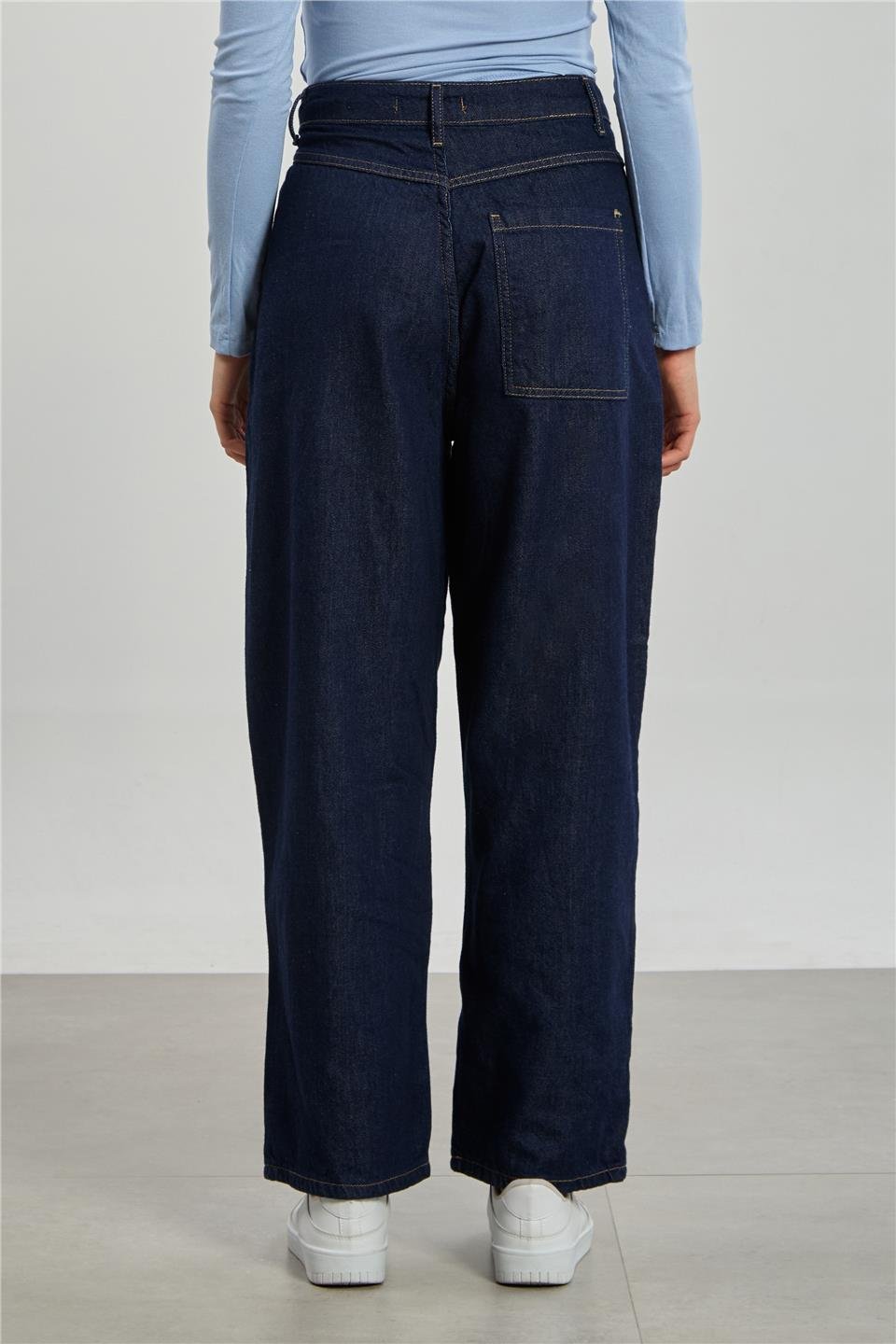 Pileli balon jean pantolon-3518 Lacivert