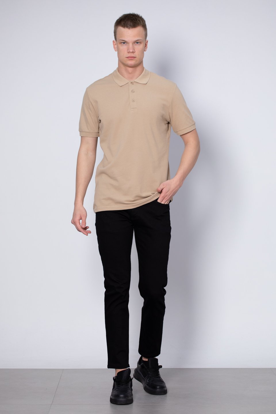 Polo yaka pike t-shirt-2127 Vizon