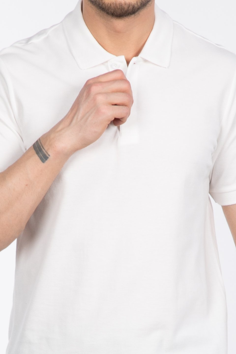 Polo Yaka Pike T-Shirt - Beyaz