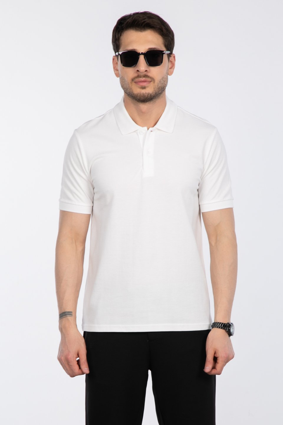 Polo Yaka Pike T-Shirt - Beyaz
