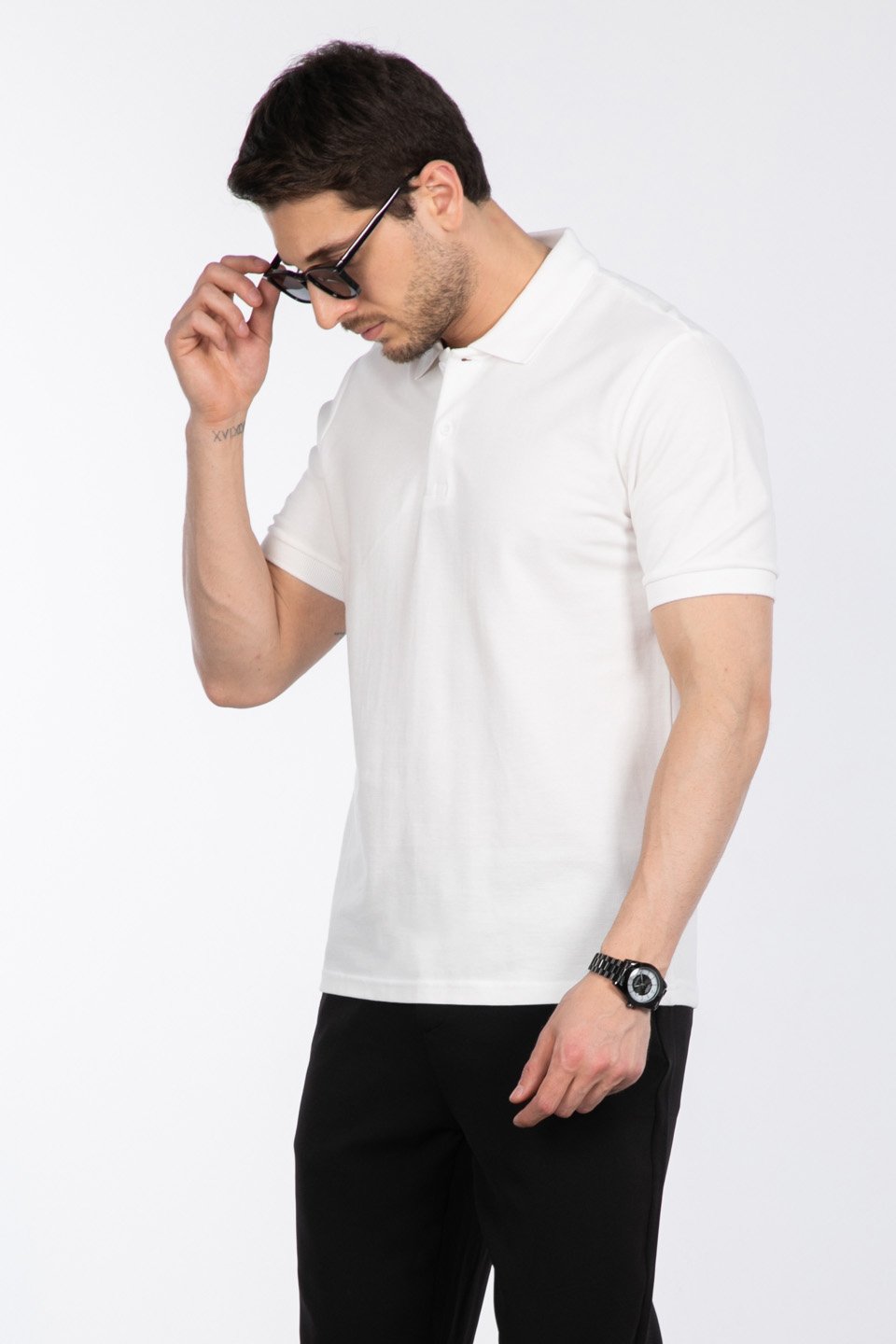 Polo Yaka Pike T-Shirt - Beyaz