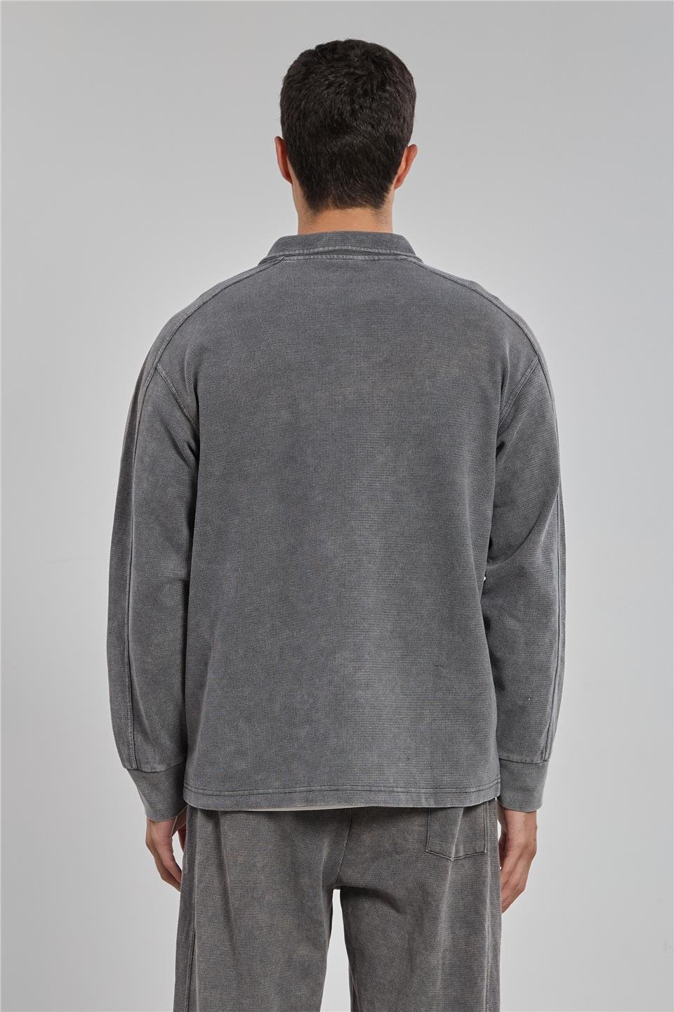 Polo yaka regular fit sweatshirt-9150-044 Antrasit