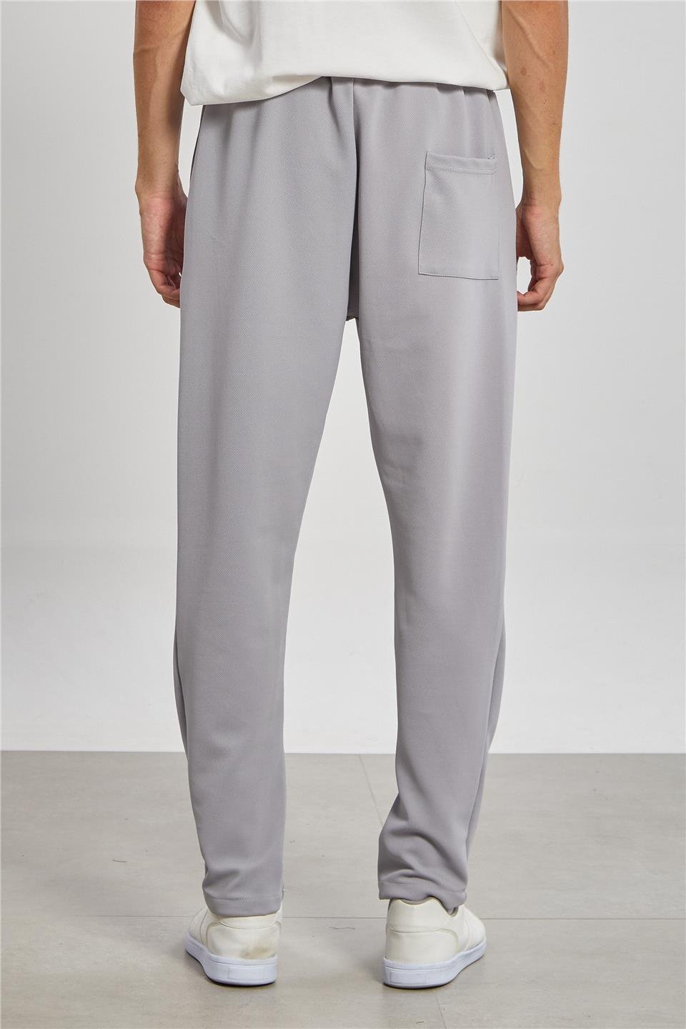 Regular Fit Beli Bağlamalı Erkek Pantolon - Açık Gri