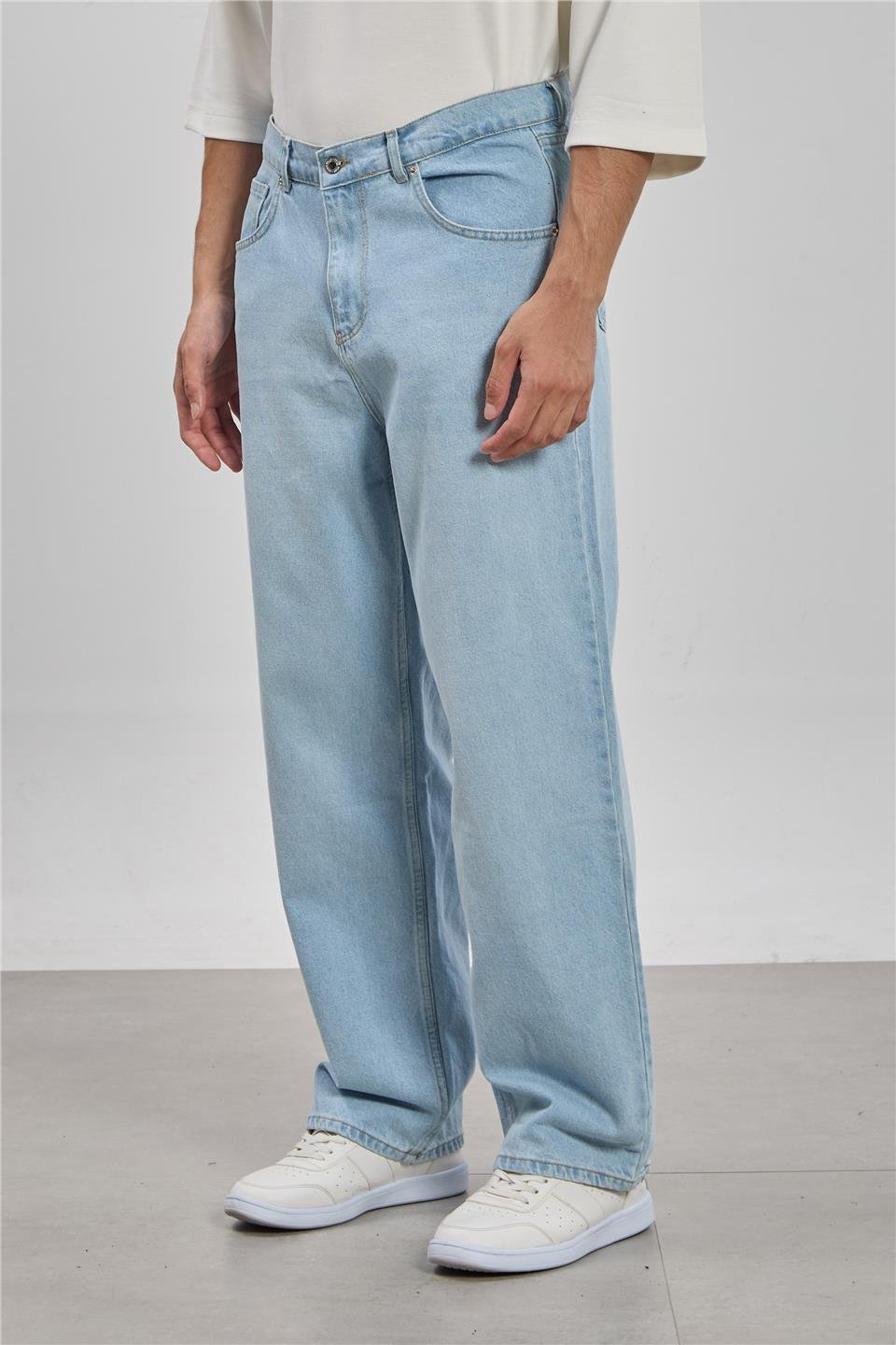 Relaxed fit jean pantolon-1594 Buz Mavi