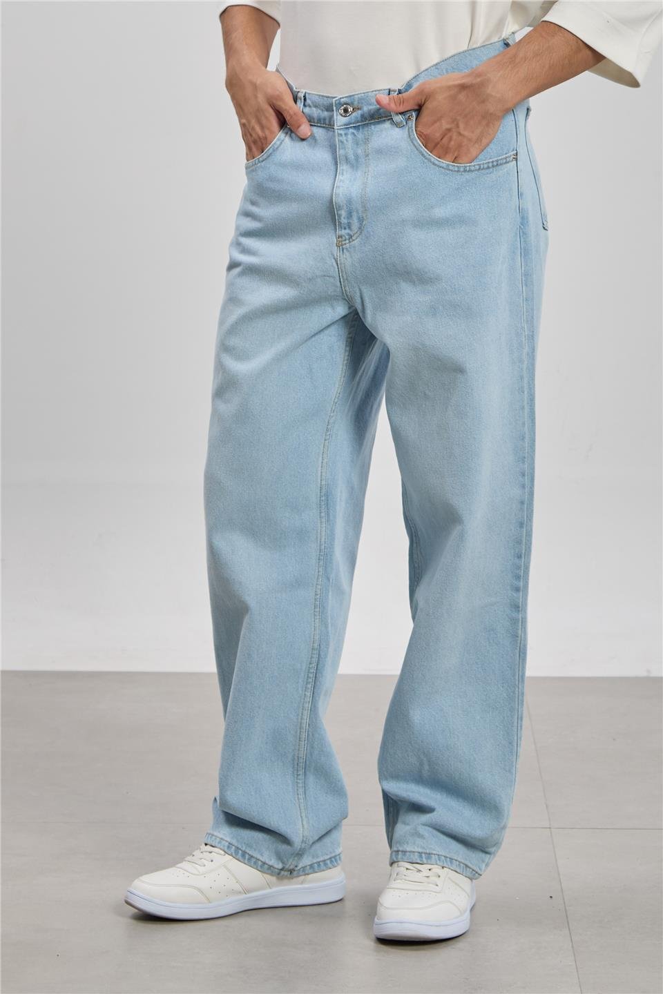 Relaxed fit jean pantolon-1594 Buz Mavi
